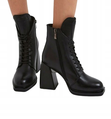 Cesare Gaspari Černé Kotníkové Boty Na Podpatku, Kožené, Šněrovací, 39 4AG