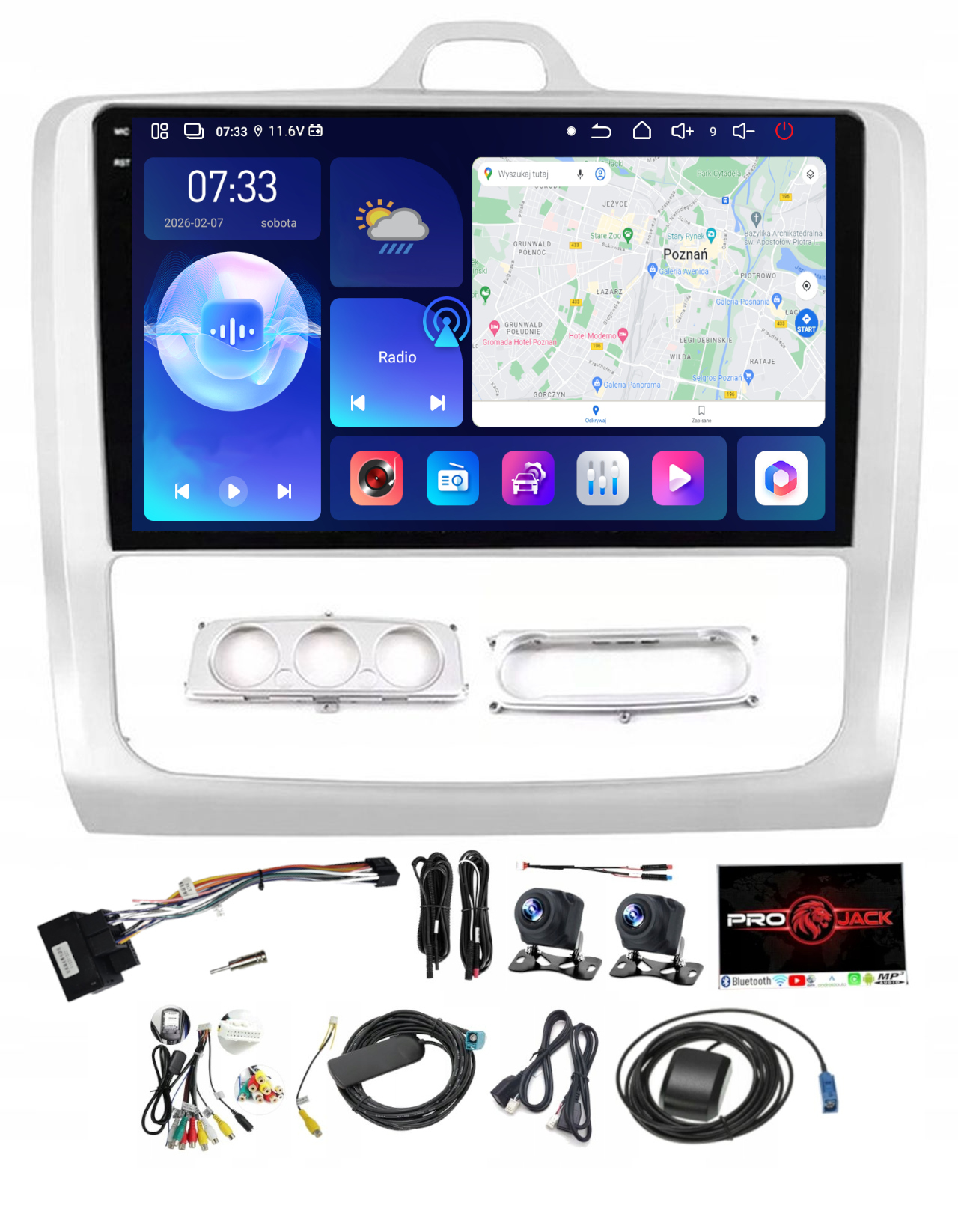 Navigační Rádio Carplay Gps Android Ford Focus 2004-2011 6 Gb 128 Gb Sim