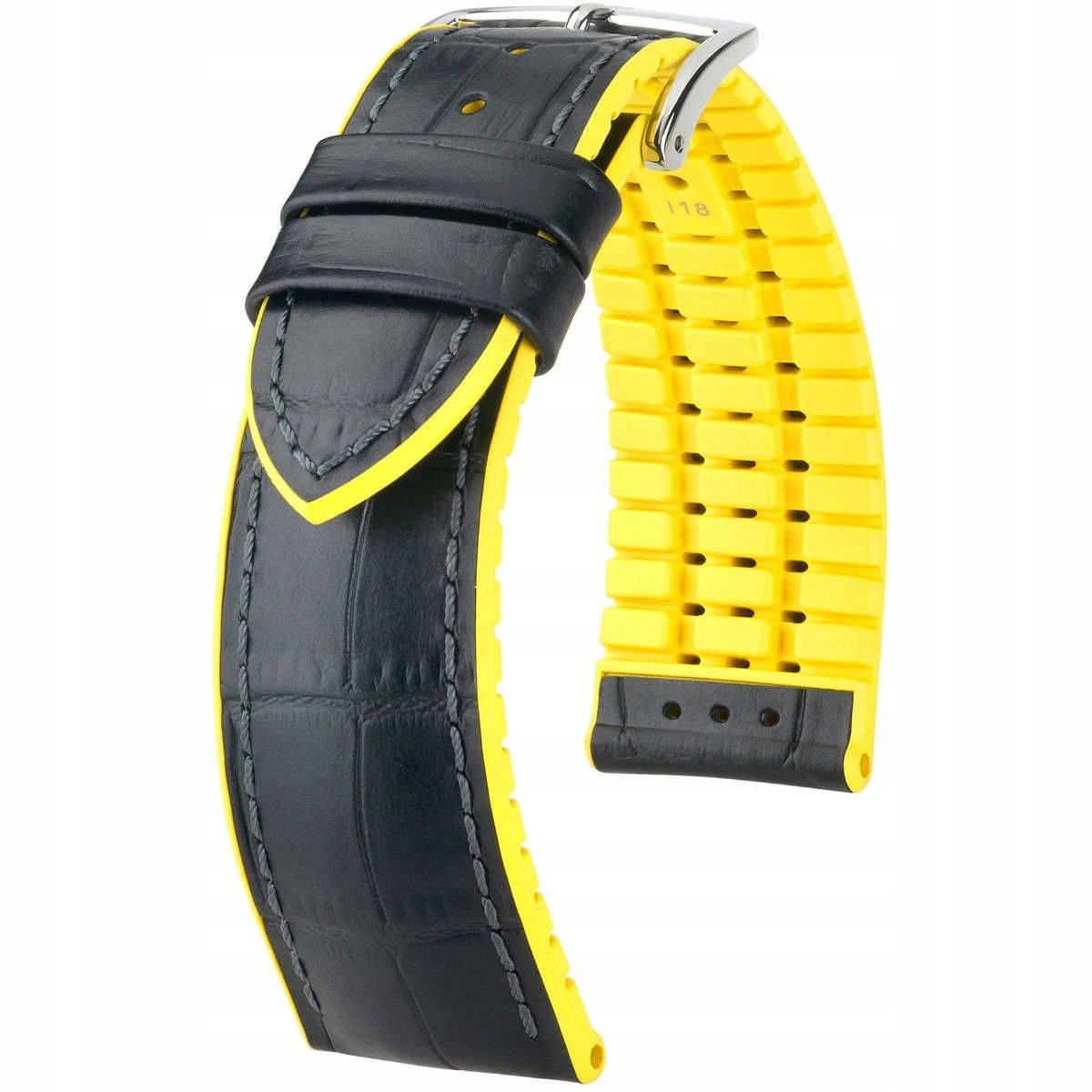 Černo-žlutý kožený opasek 20 mm Hirsch Andy 0927228050-2-20 (L)