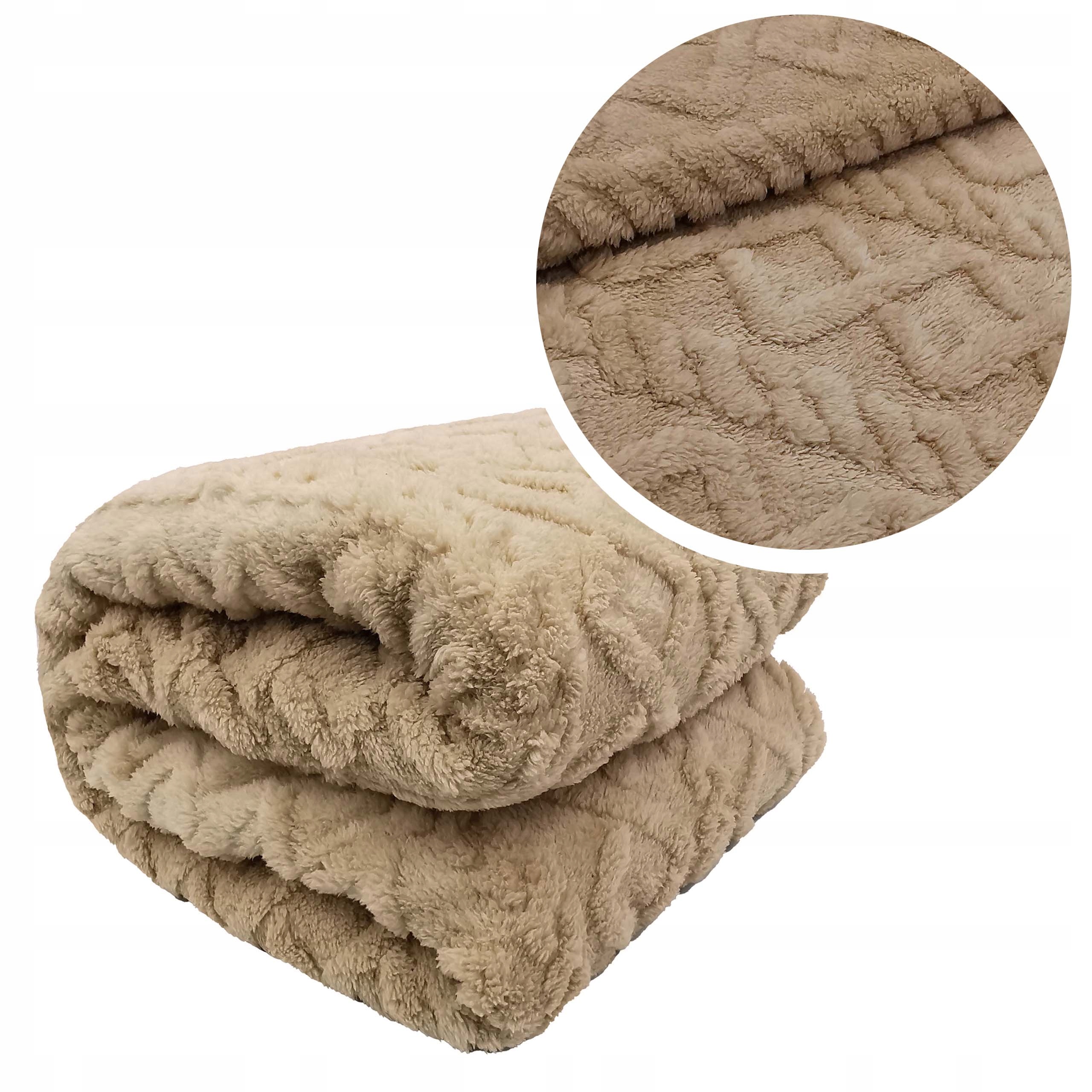 GRUBY CIEPŁY KOC SKANDYNAWSKI PLED NARZUTA NA ŁÓŻKO KANAPĘ 150x200 BEŻ