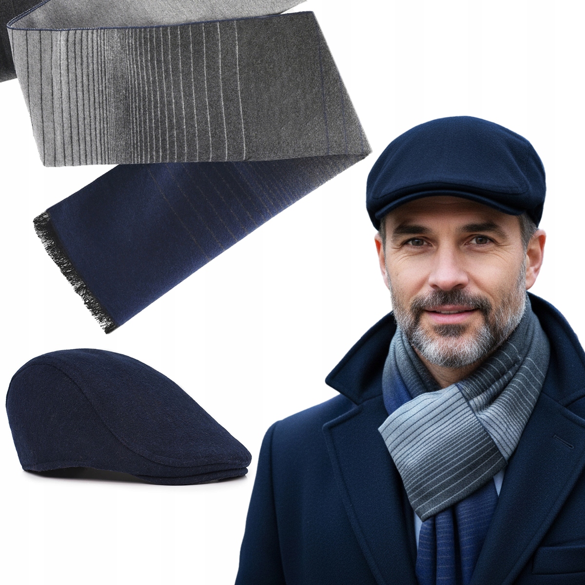 Pánský kabát s vlnou a šálou Pako Jeans – komplet pro něj