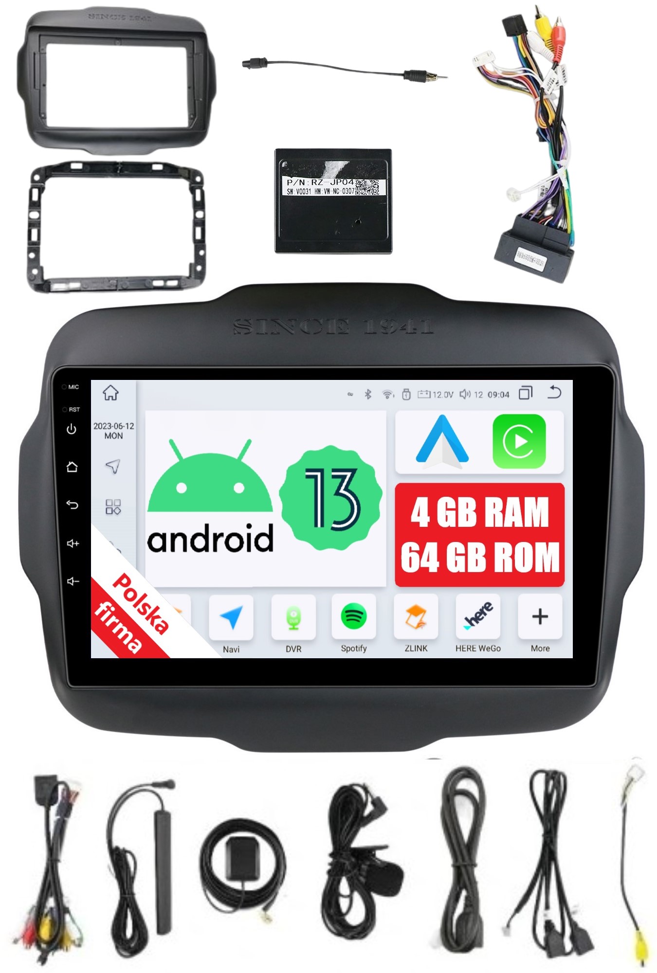 Navigace Rádio 2DIN Android Jeep Renegade 4/64 Gb Dsp Carplay Lte