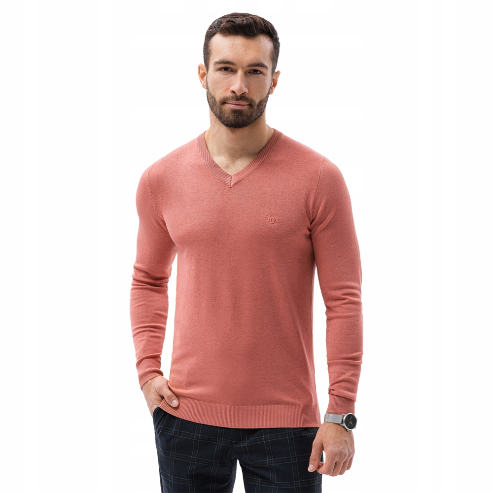 

Sweter męski basic casual E191 różowy M