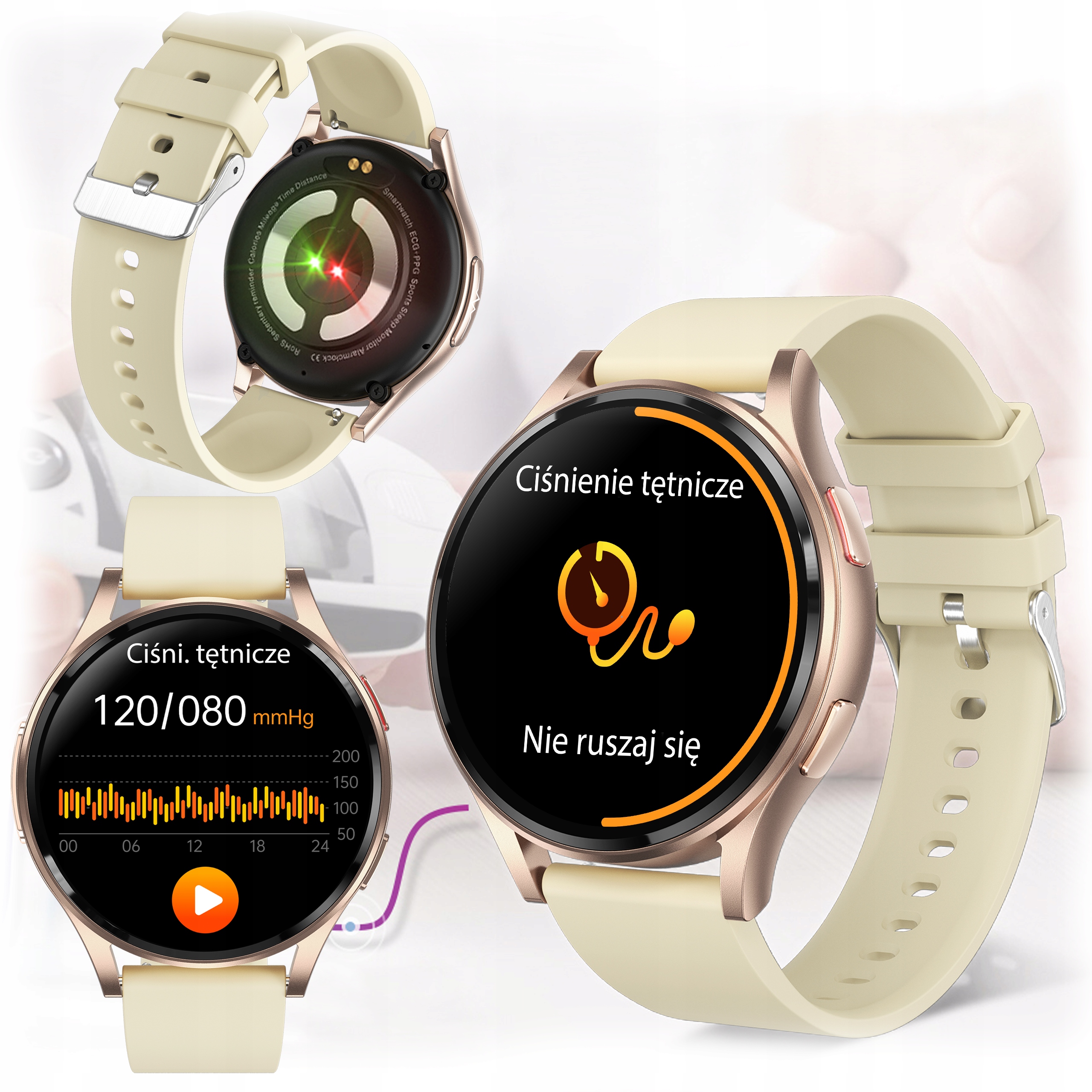SMARTWATCH DAMSKI AMOLED KARDIOWATCH POMIAR EKG HRV CIŚNIENIE ROZMOWY SMS Rodzaj cyfrowe