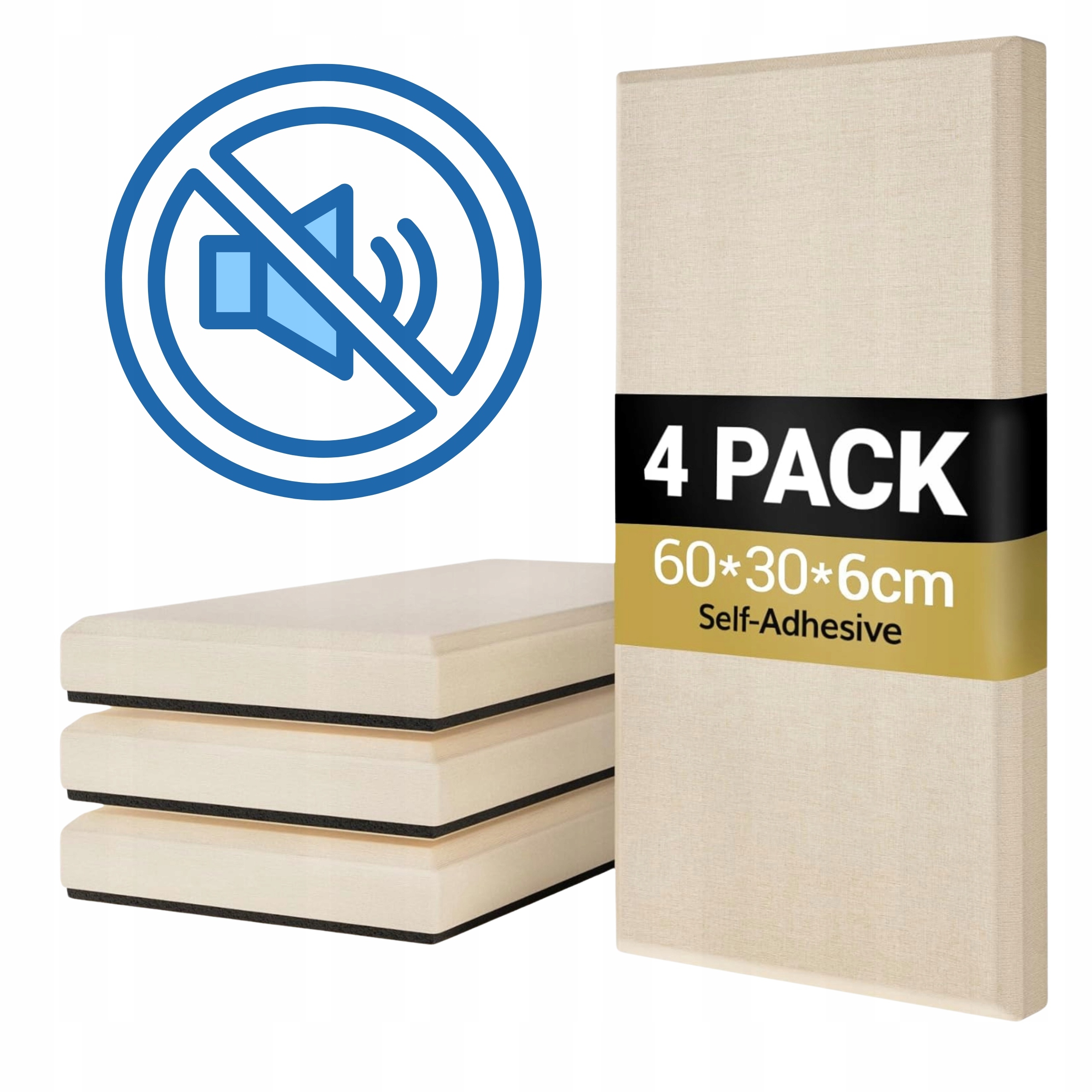 Akustické panely Tonor Samolepící 4ks Béžové Dekorativní Akustické