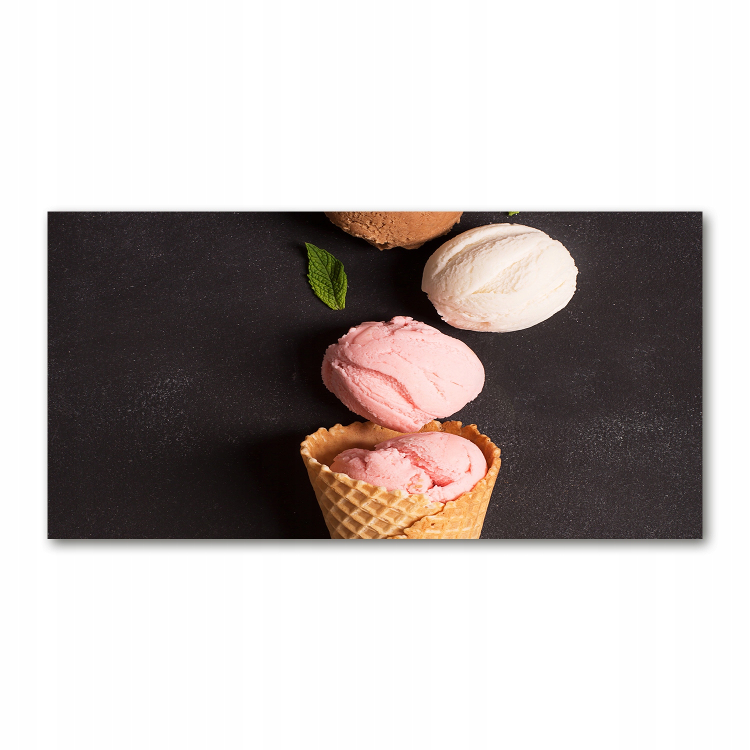 

Foto obraz akryl zdjęcie Lody w waflu 120X60 cm