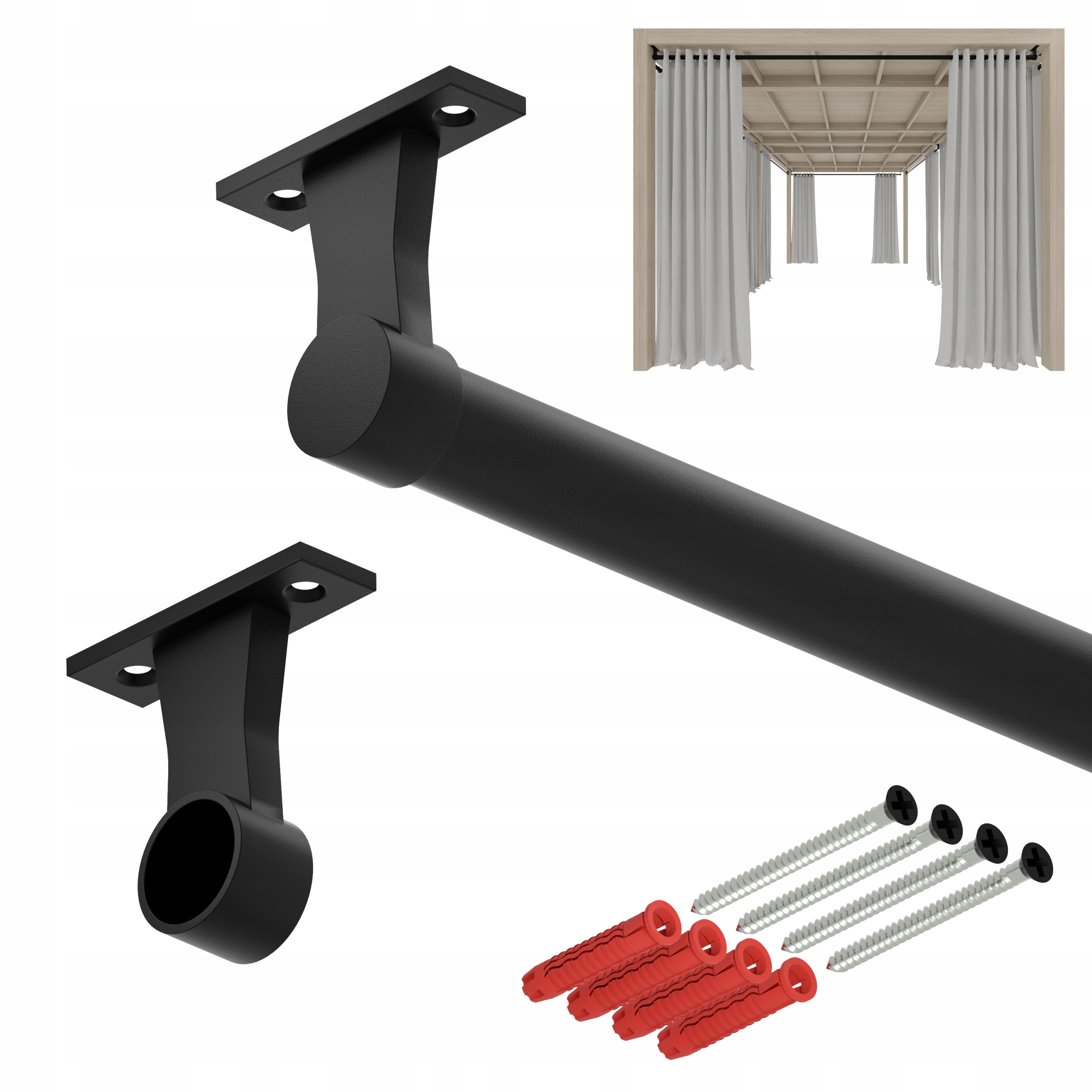 Tyč na zahradní záclony do altánku balkon Terasa E fi 25mm 295cm struktura