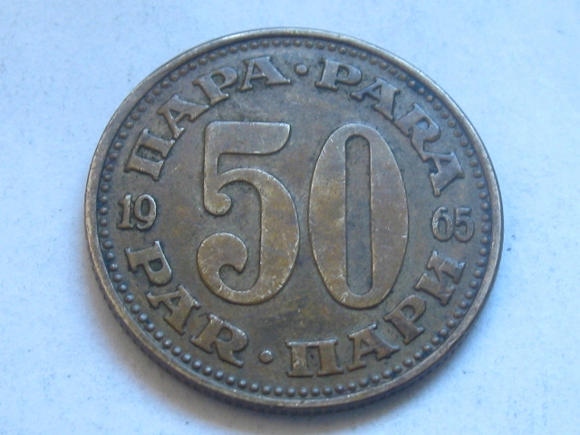 nr1443 Jugosławia Moneta 50 Para 1965