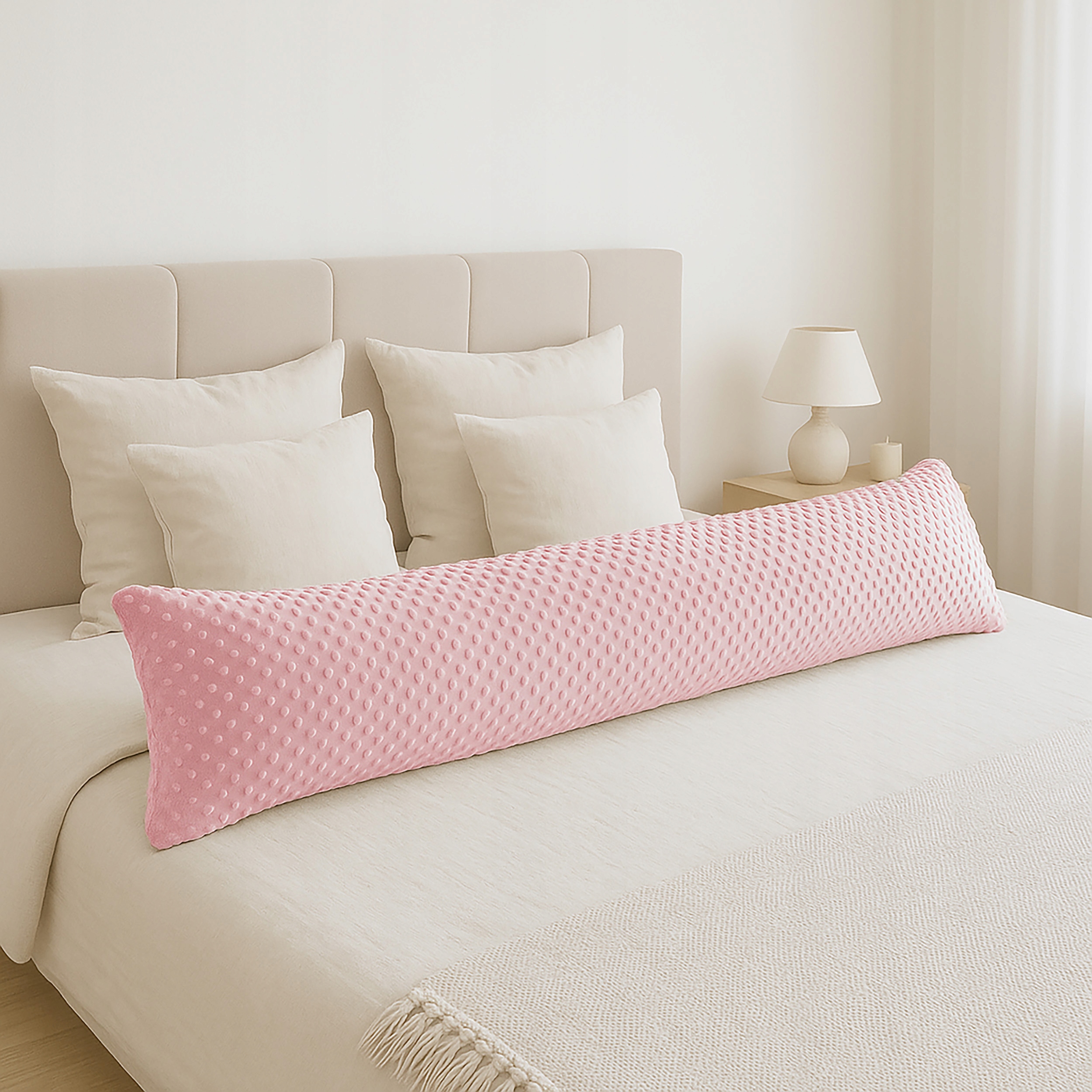 Long polštář s polštářkem 40x145 na spaní na Boku Břicha ozdobný Minky W98