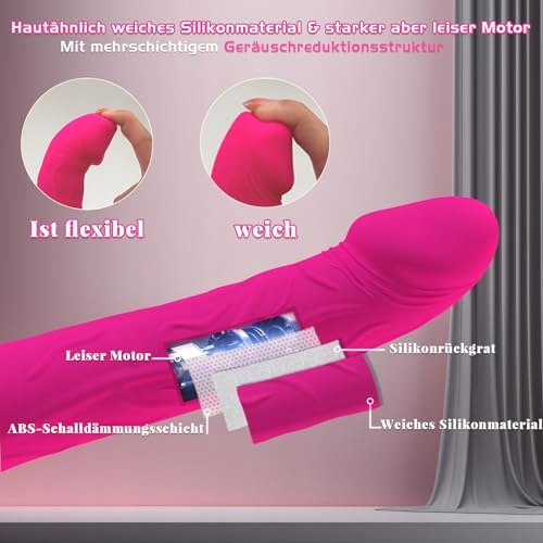 BUDOLI Wibrator Dildo Z Funkcją Pchnięć 2w1 Punkt G Silikon 10 Trybów — miniatura 4