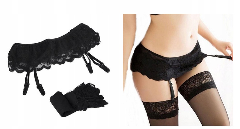 POŃCZOCHY Z PASEM CZARNE ROZ. S M BIELIZNA 178