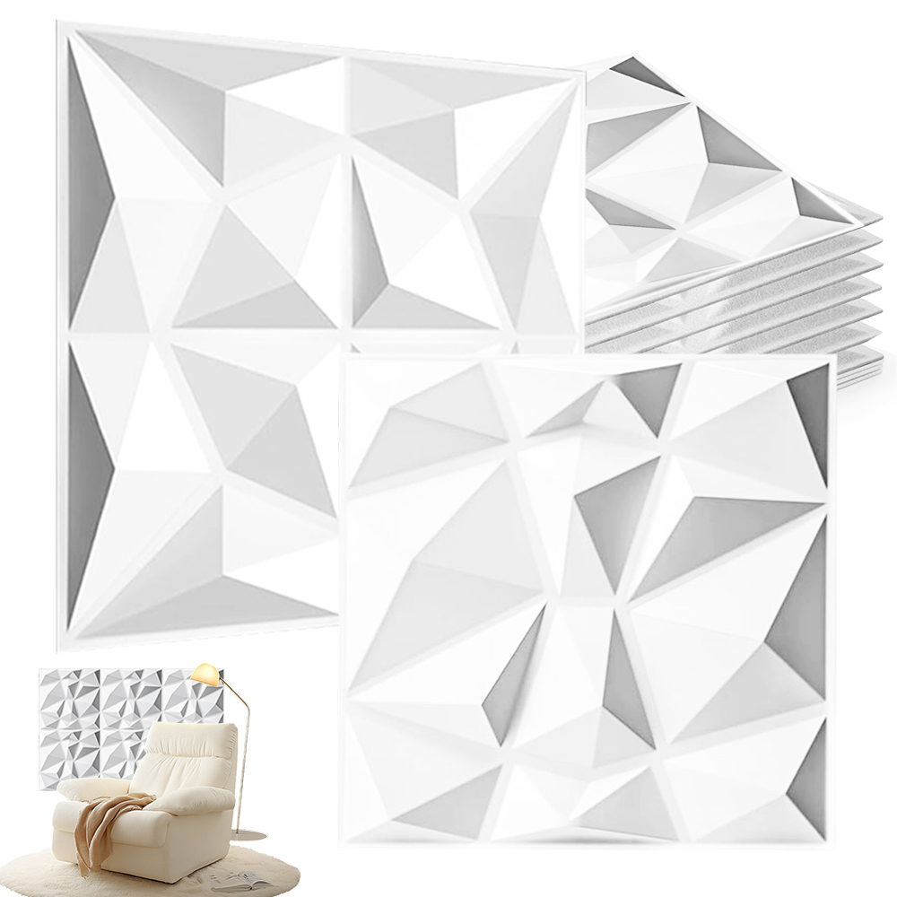 12 X 3D Dekorativní Stropní Stěnové Panely 50 X 50 CM, Bílé