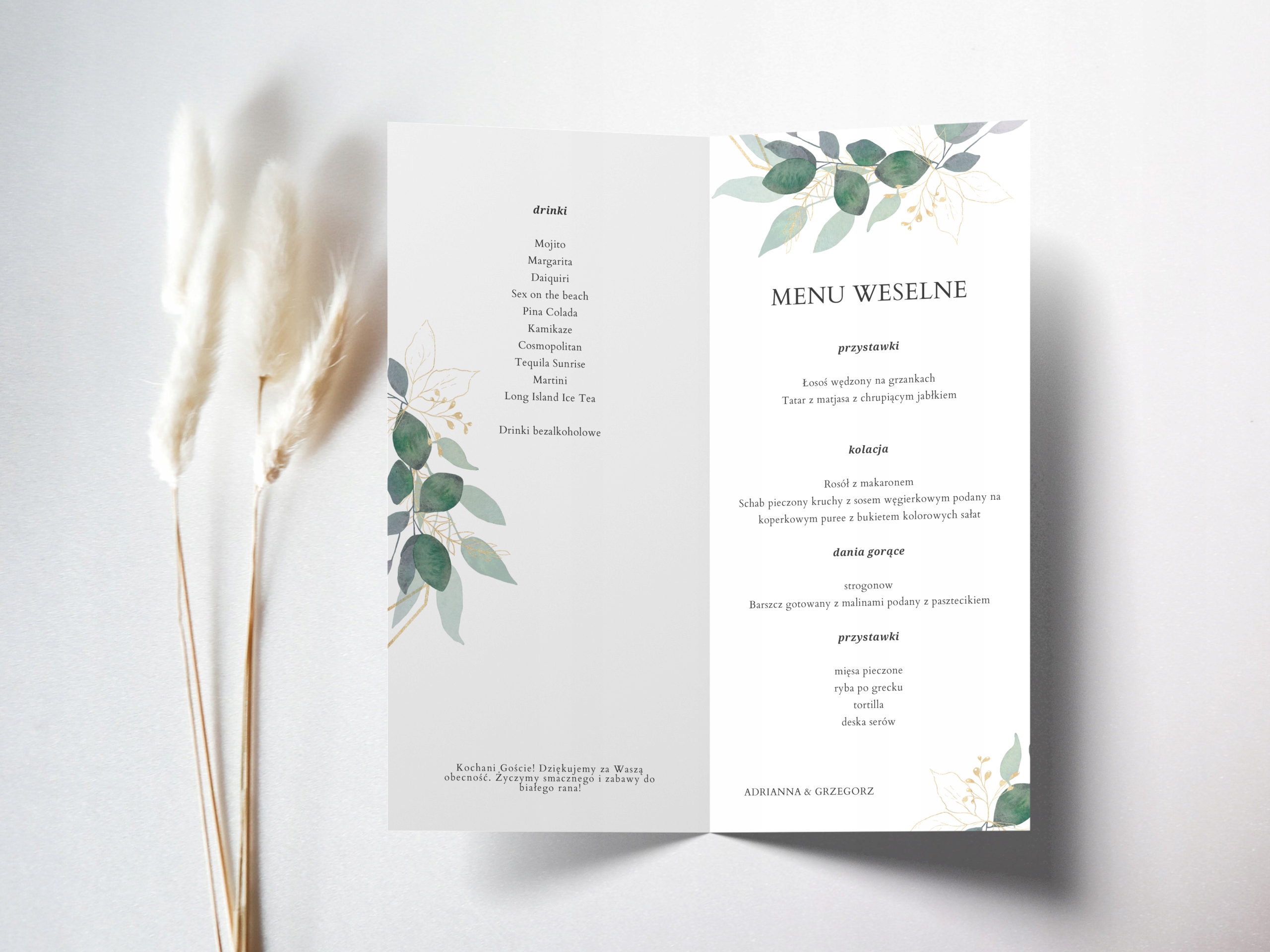 Menu weselne składane matowe Marka inny