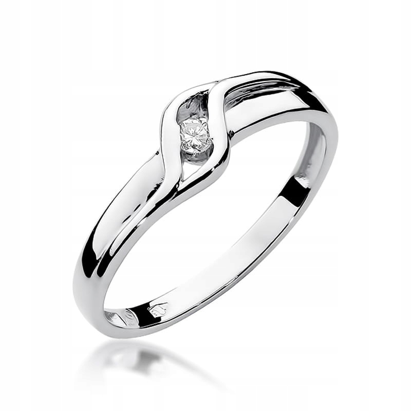 Prstýnek z bílého zlata 585 s očkem, zásnubní diamant s očkem