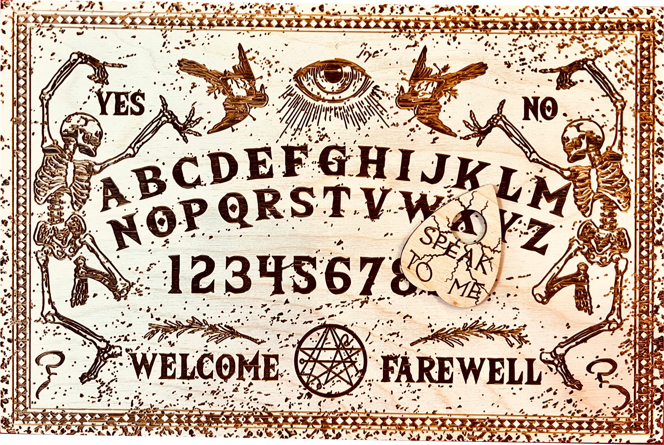 

Tabica Ouija Spirytystyczna plansza. Grawerowana