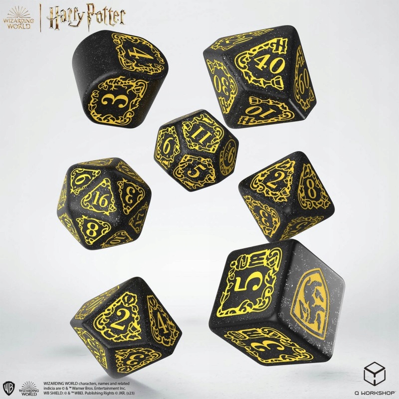 KOSTKI RPG HARRY POTTER ZESTAW 7 KOŚCI MODERN HUFFLEPUFF - CZARNY