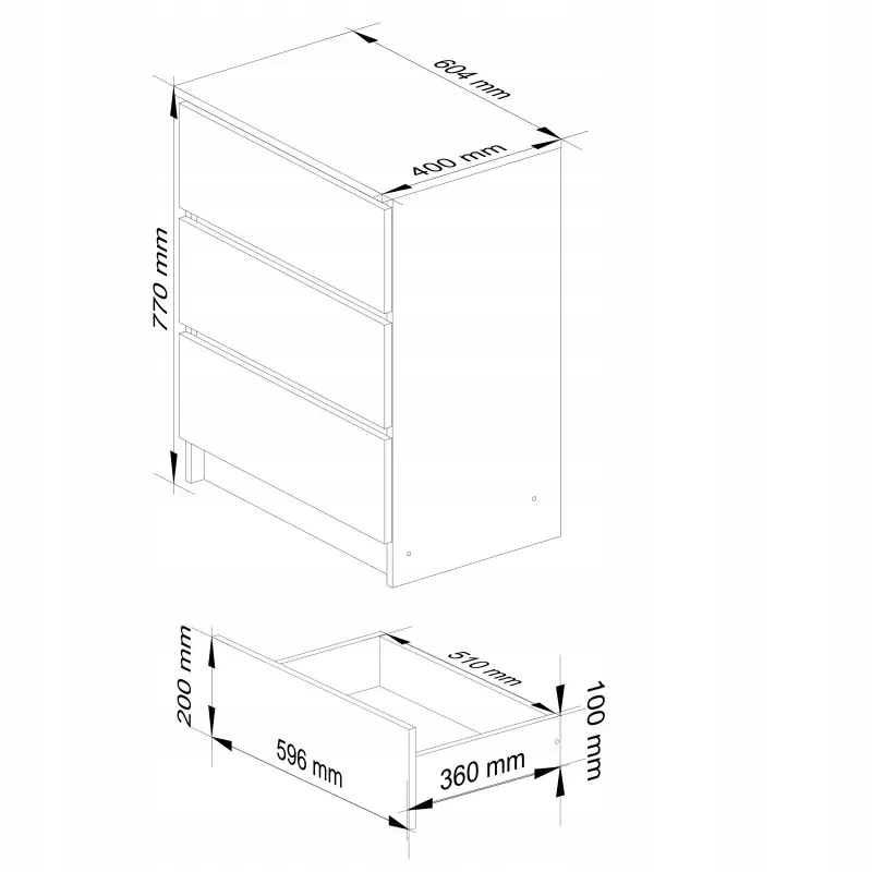 Duża komoda pojemna sypialnia 60 3 szuflady olcha Marka Akord