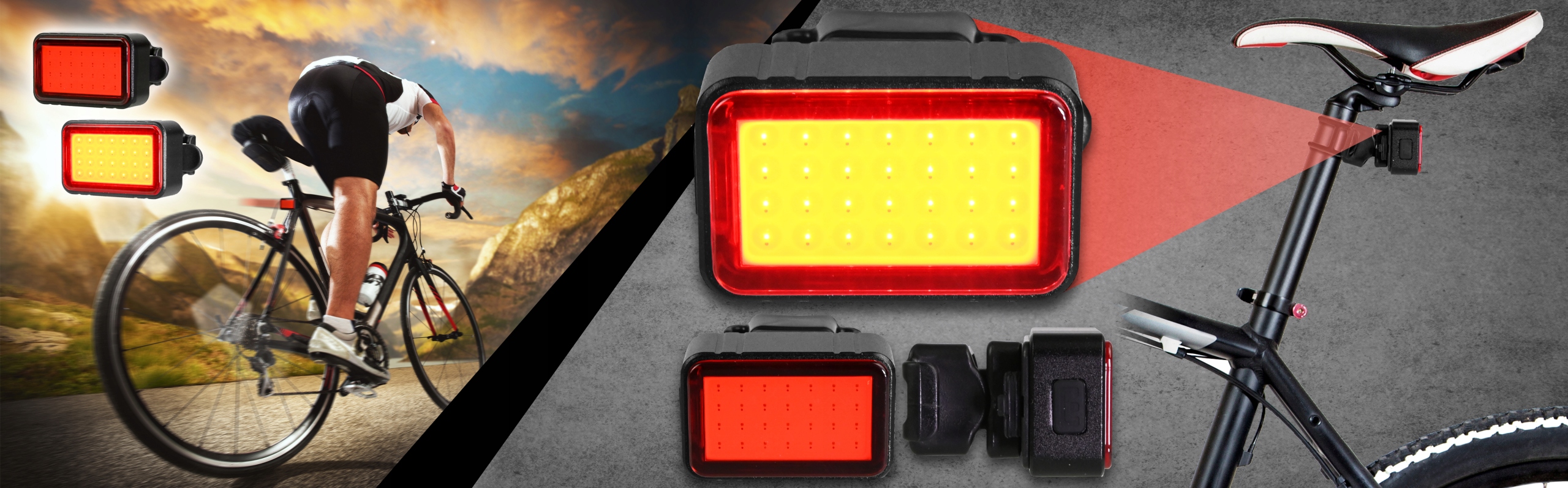 MOCNA LAMPKA ROWEROWA TYLNA Z UCHWYTEM USB LED AKUMULATOR 350mAh ZESTAW Zasilanie akumulator