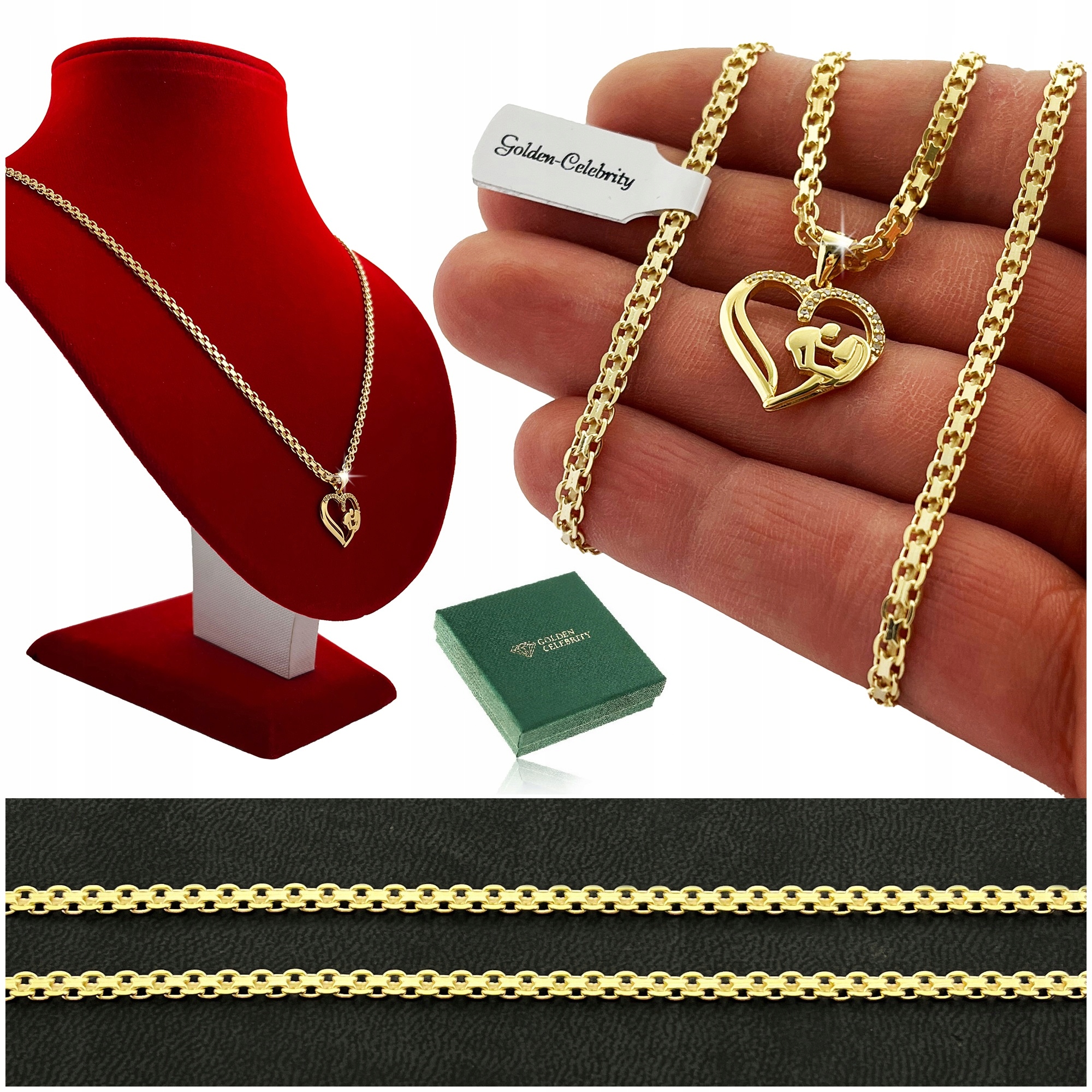 Zlatý Řetízek Se Srdíčkem Náhrdelník Srdce Matka S Dítětem 70 CM