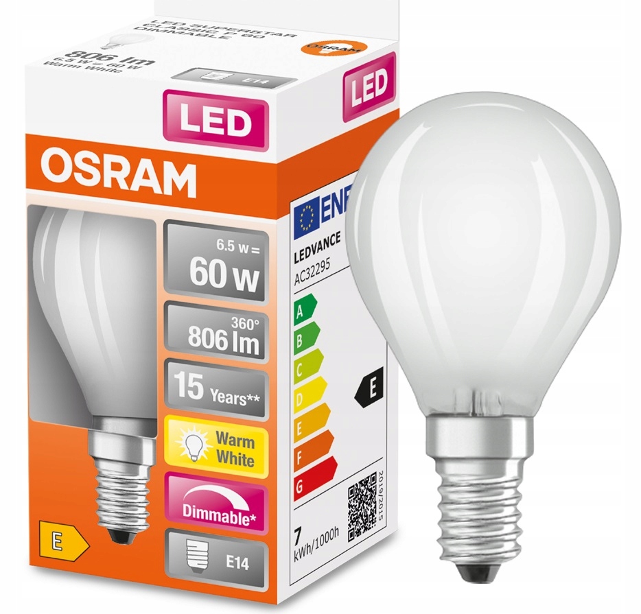 

Osram Led kulka Rf Clp 6.5W =60W 2700K E14 mat DIM