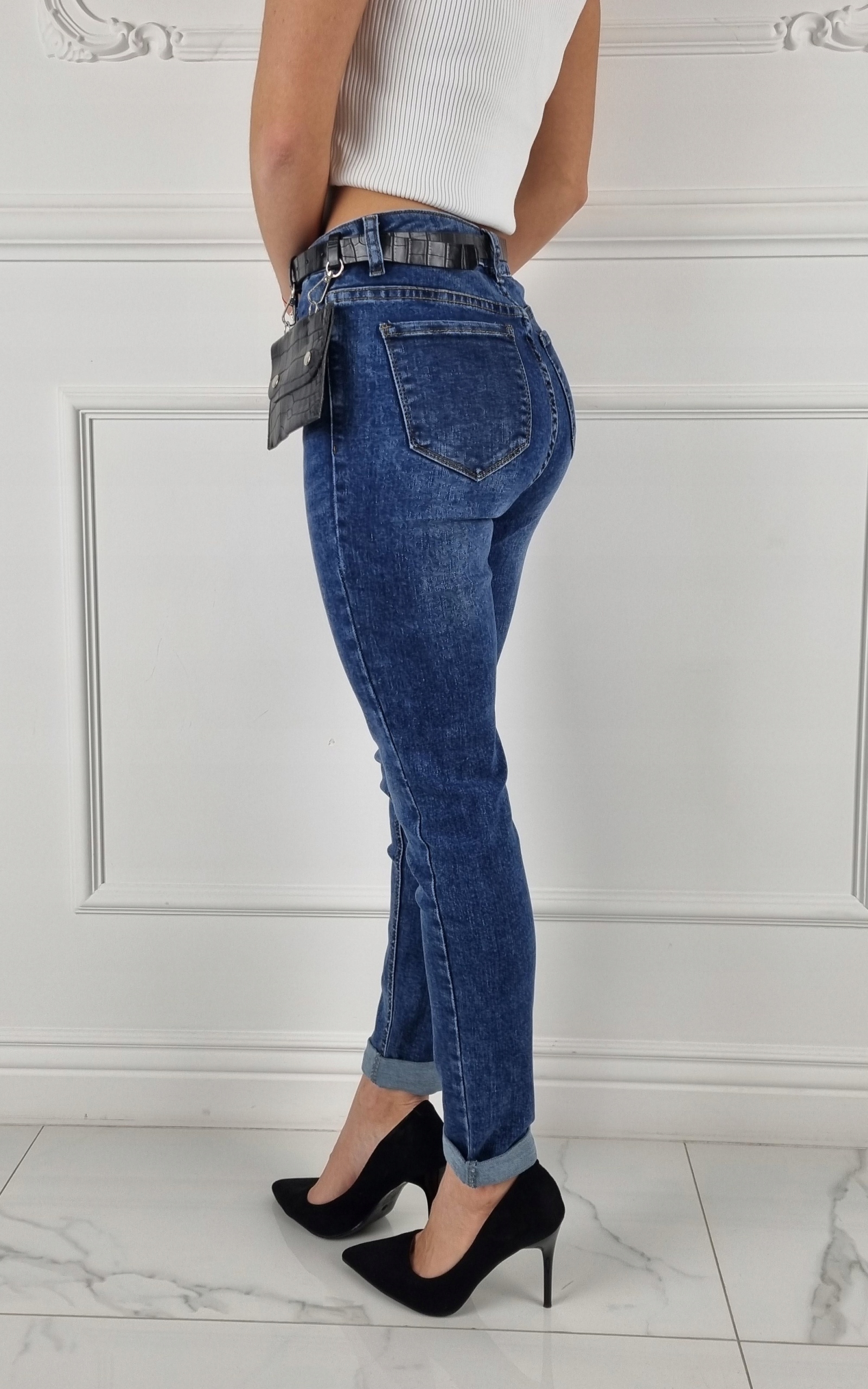 SPODNIE DAMSKIE JEANSOWE MODELUJĄCE Plus Size Blue Rozmiar 40