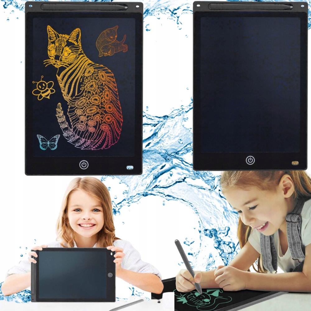 Tablet Graficzny Kolorowy Znikopis Dla Dzieci Z Rysikiem+bateria 12 Cali