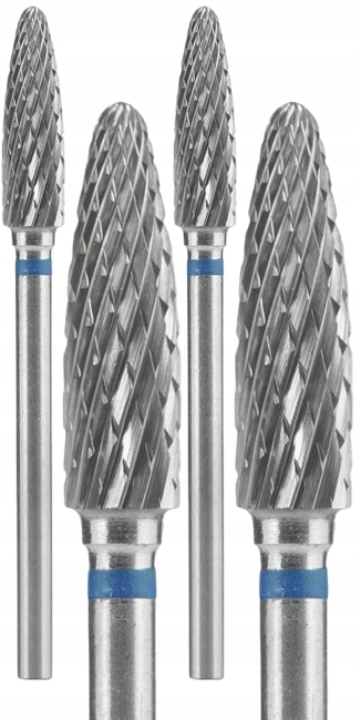 2 kusy Fréza ze slinutého karbidu, kužel modrý, průměr 4 mm Staleks
