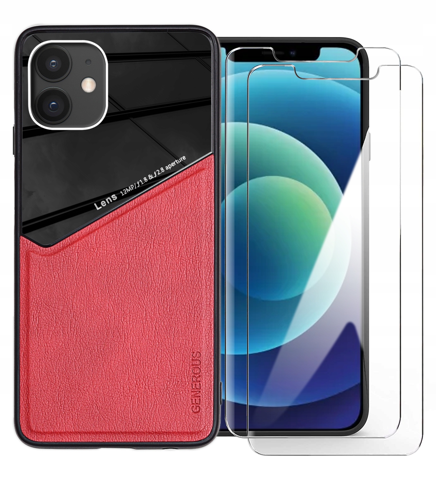 

Etui Skórzane Lens 2x Szkło 9H do iPhone 12