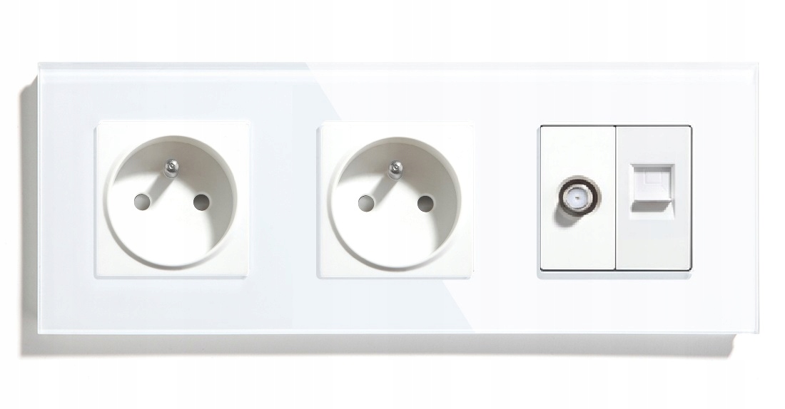 Elektrická Skleněná Zásuvka Trojitá Sat/internet CAT5e 229 mm Kontakt 16A