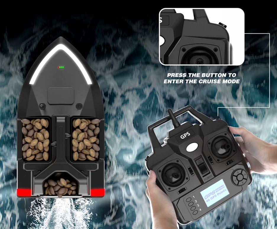 ŁÓDKA ZANĘTOWA WĘDKARSKA FLYTEC 3 GPS AUTO POWRÓT 2X AKUMULATOR 12000MAH Promień skrętu 1 m