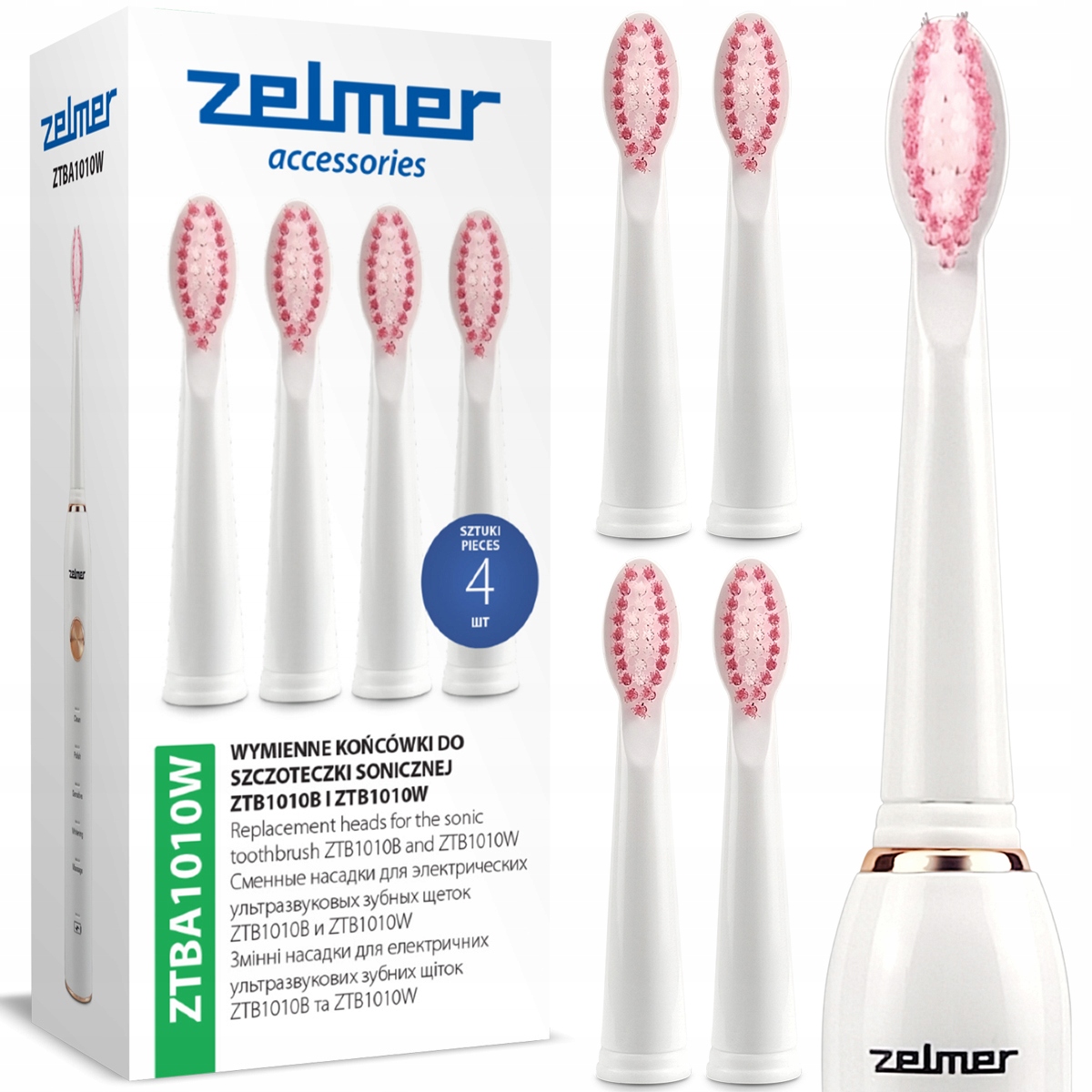 Wymienne Końcówki Zelmer ZTBA1010W Zestaw Końcówek Do Szczoteczki ZTB1010W