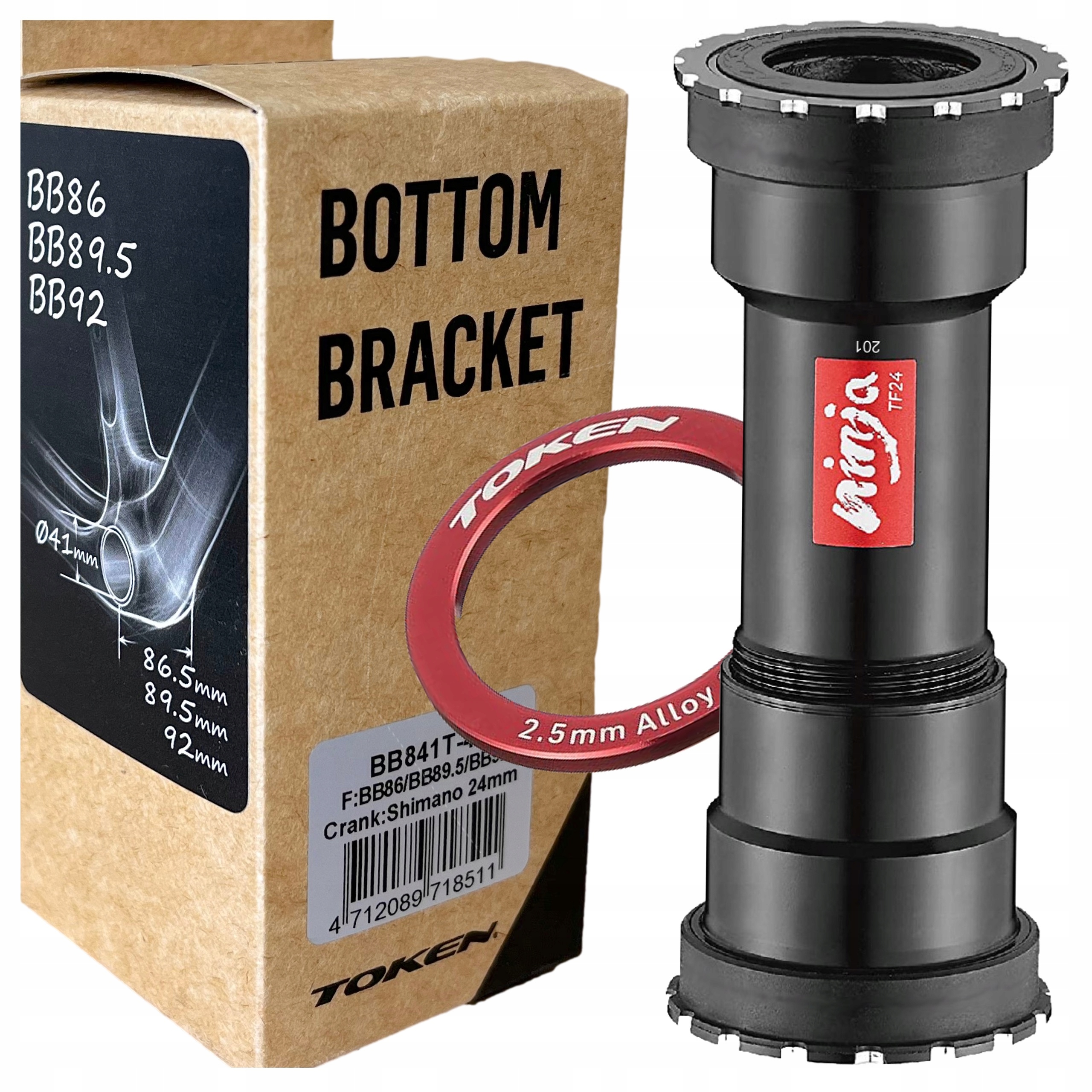 Wkład Suportu Token Ninja BB841T-41 Pressfit do korby Shimano BB86 BB89.5