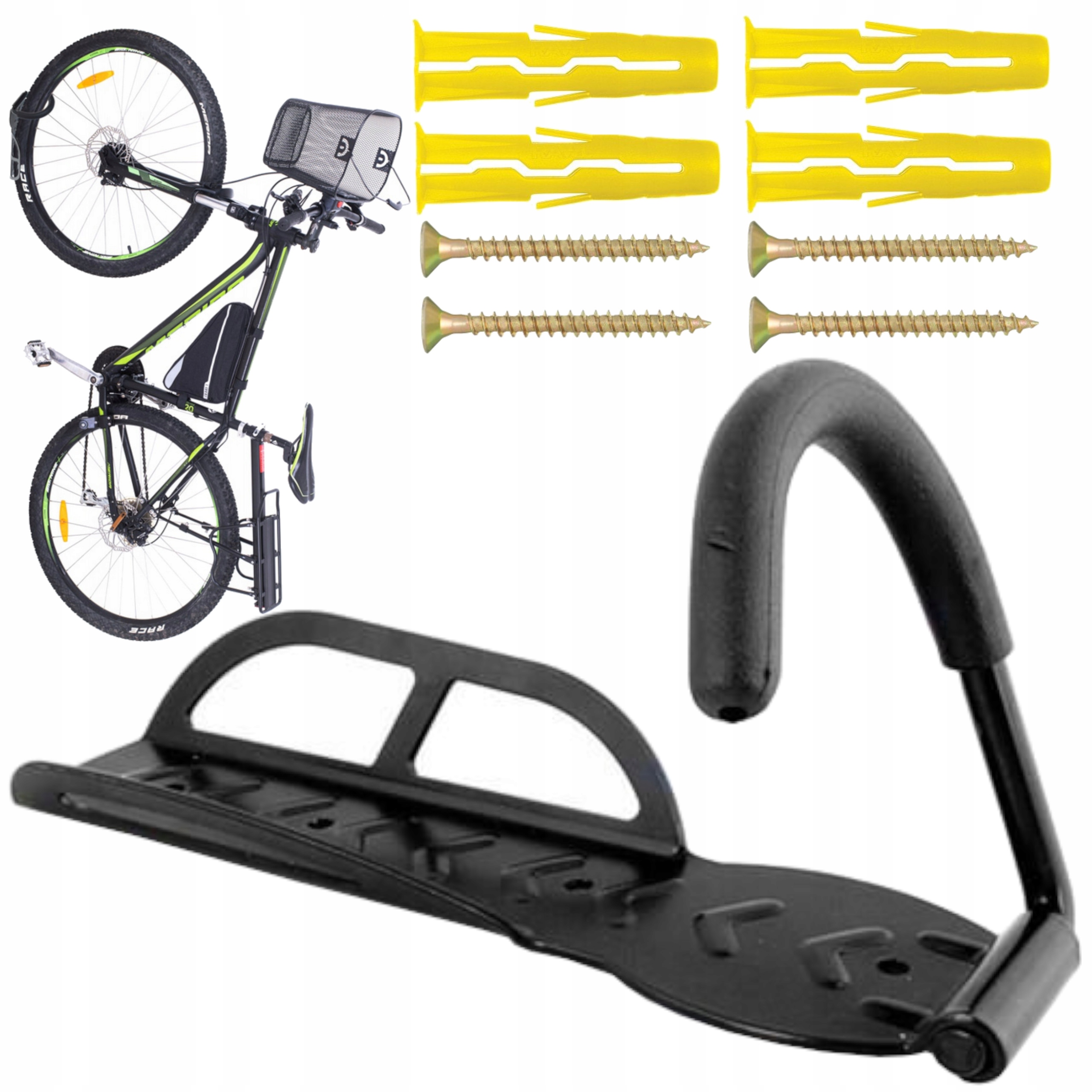 WIESZAK NA ROWER ŚCIANĘ UCHWYT HAK ROWEROWY ŚCIENNY + kołki