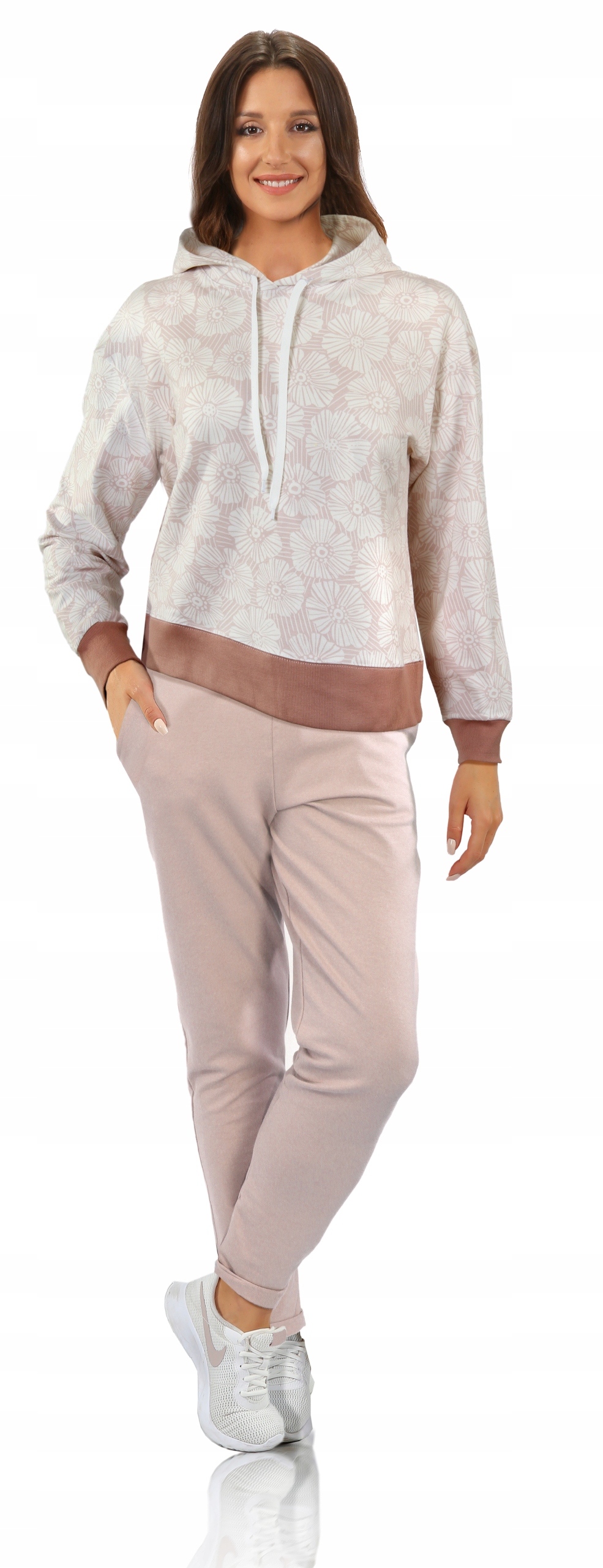 Sesto Senso Sportovní tepláková souprava Mono mikina s kalhotami Růžová S