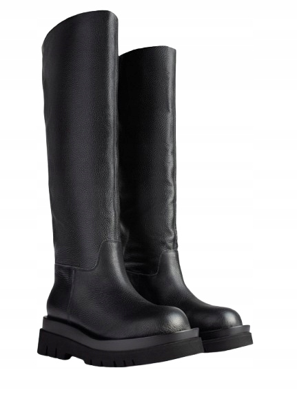 L37 Černé Klasické Kozačky Z Přírodní Kůže Na Kotníku 39 J8D
