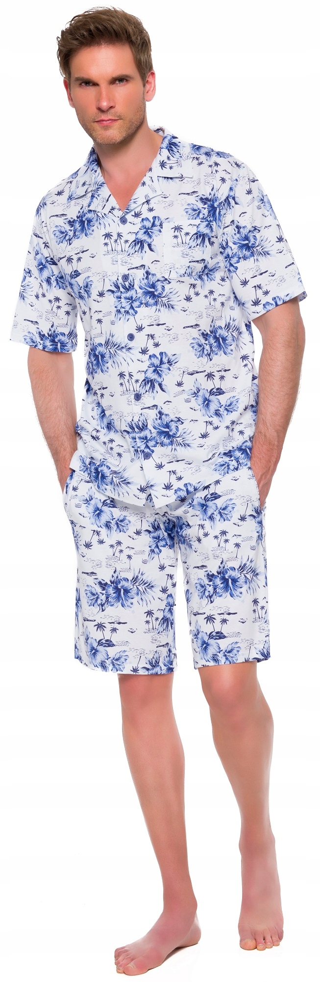 HAWAJSKA ROZPINANA BAWEŁNIANA PIŻAMA MĘSKA M Rozmiar M