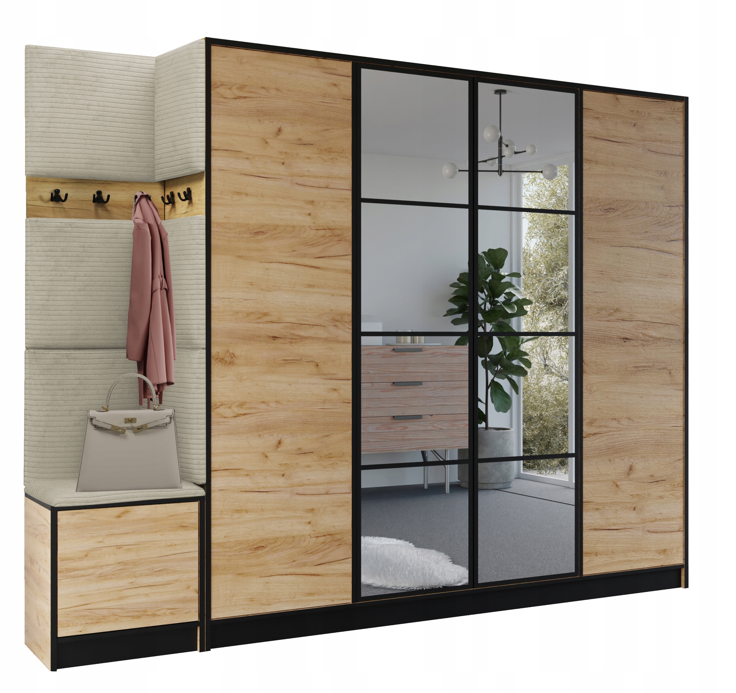 Šatní skříň Costa 15 dub craft zlatý tkanina poso 100 béžová Vzor 1