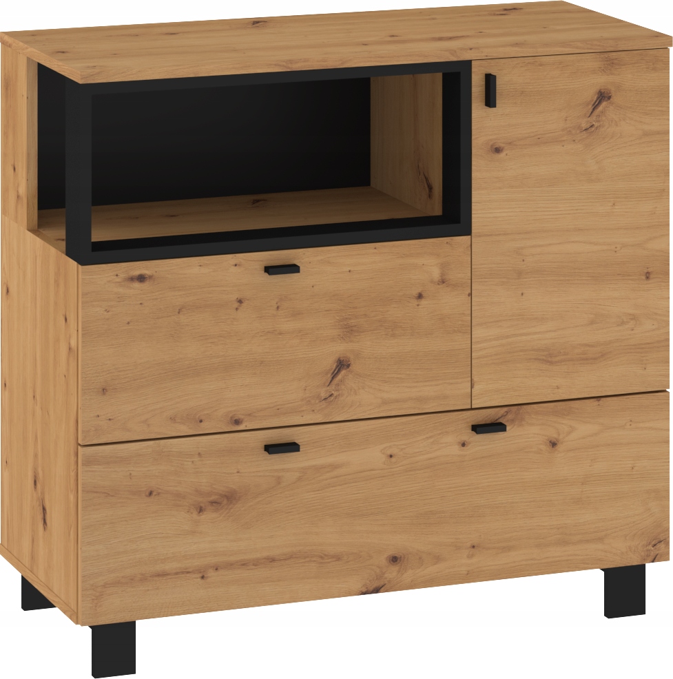 Meble VEGAS M2 ZESTAW do salonu dąb białe czarne Wykończenie matowe