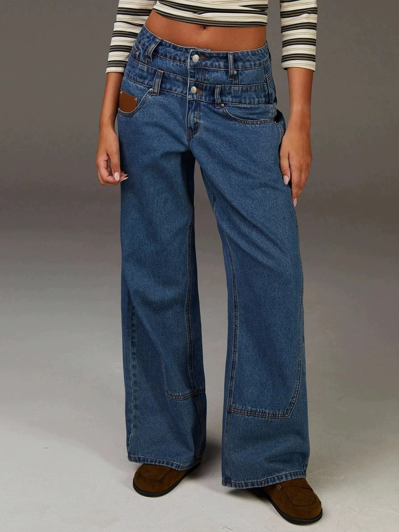 Dámské Modré Džíny Wide Leg, Vysoký Pas, Ležérní Shein, Velikost 36