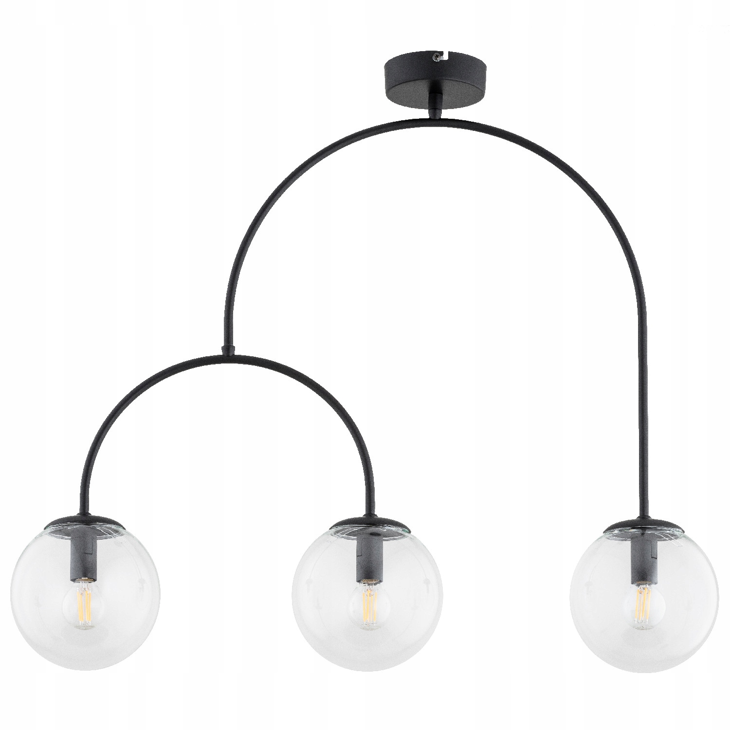 Závěsná lampa černá s minimalismem, skleněné koule 3xE14 nad stůl Alfa