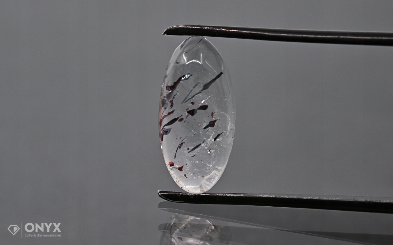 Jahodový křemen kabošon ovál 19,5x9,5 mm