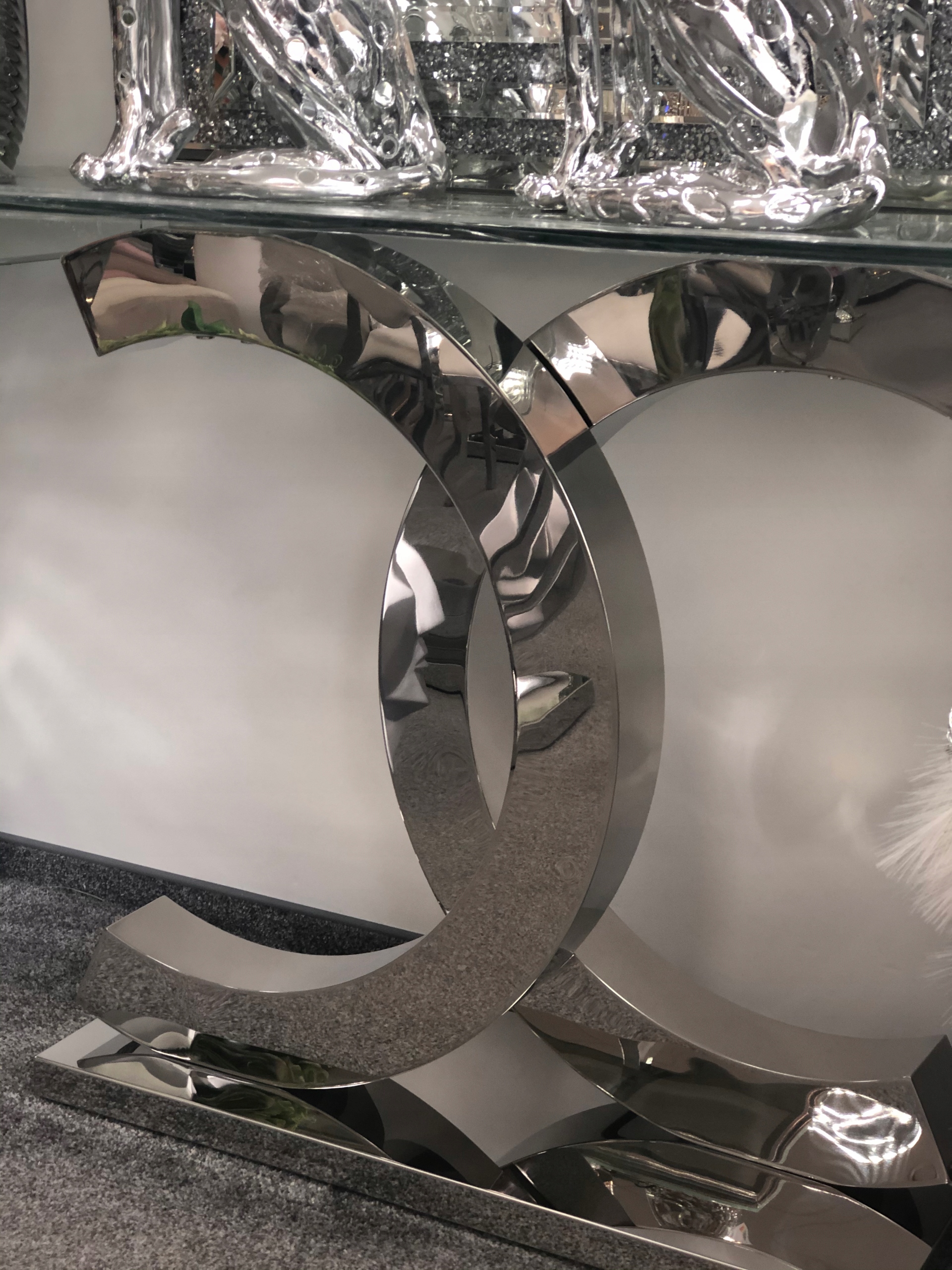 Konsola CC stal chromowana szkło glamour 140 Montaż meble złożone