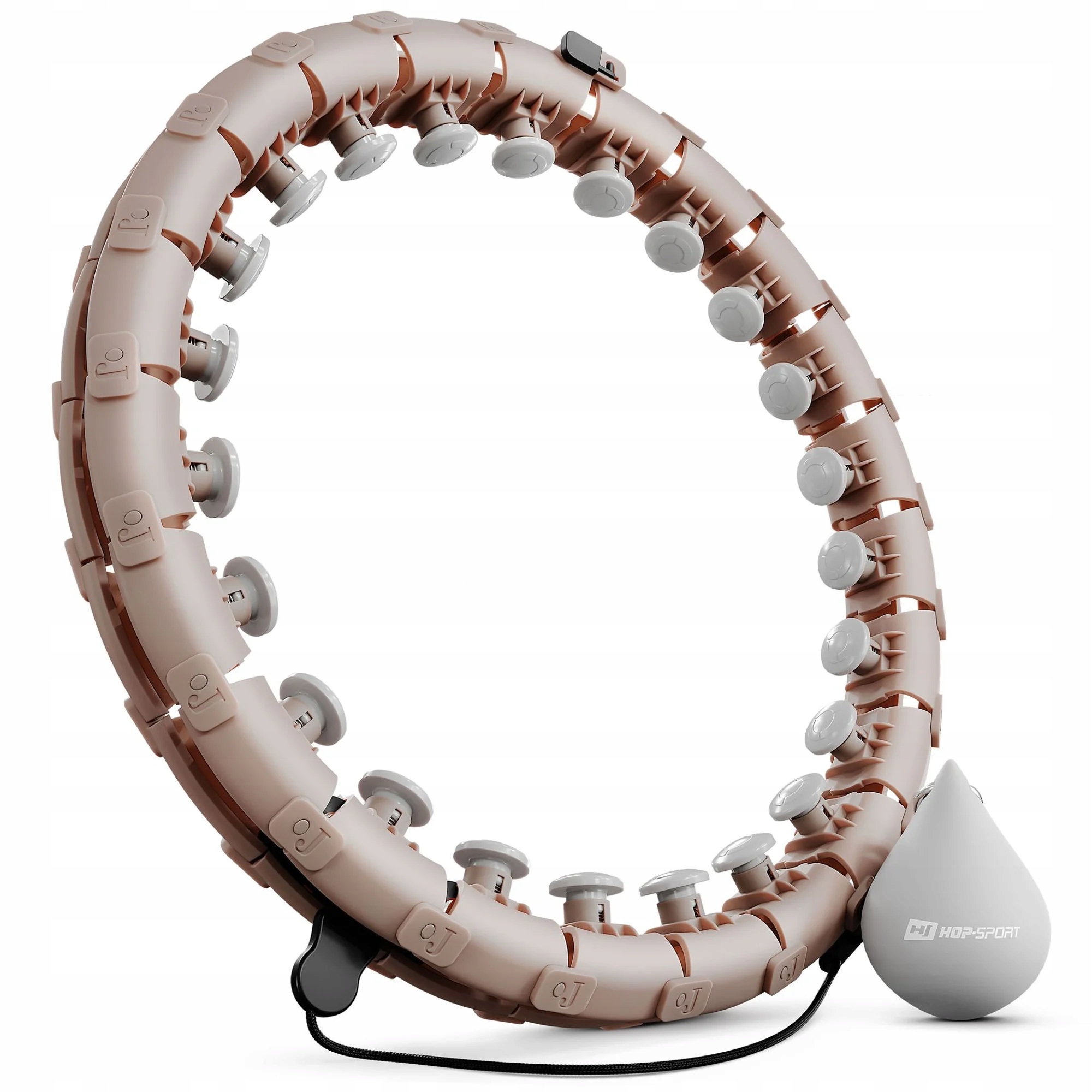 Hula-hop se zátěží béžové s 24 výčnělky na hubnutí nastavitelné