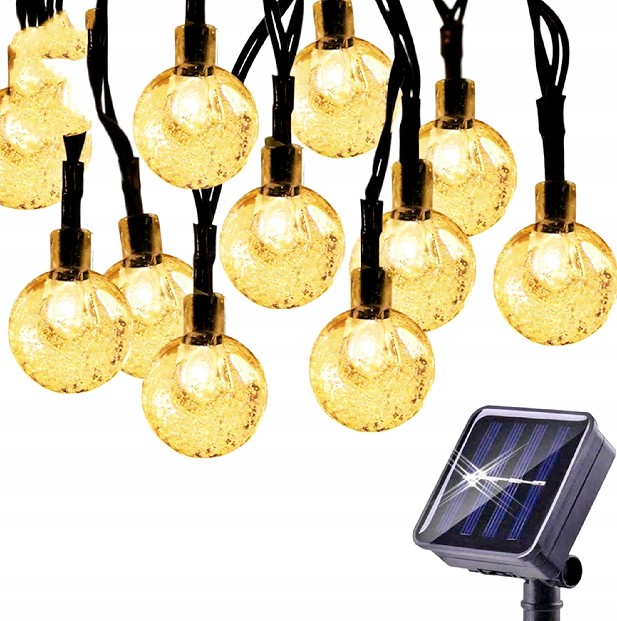 GIRLANDA SOLARNA OGRODOWA LAMPKI SOLARNE OGRODOWE 50 LED 7M ŻAROWKI BALKON