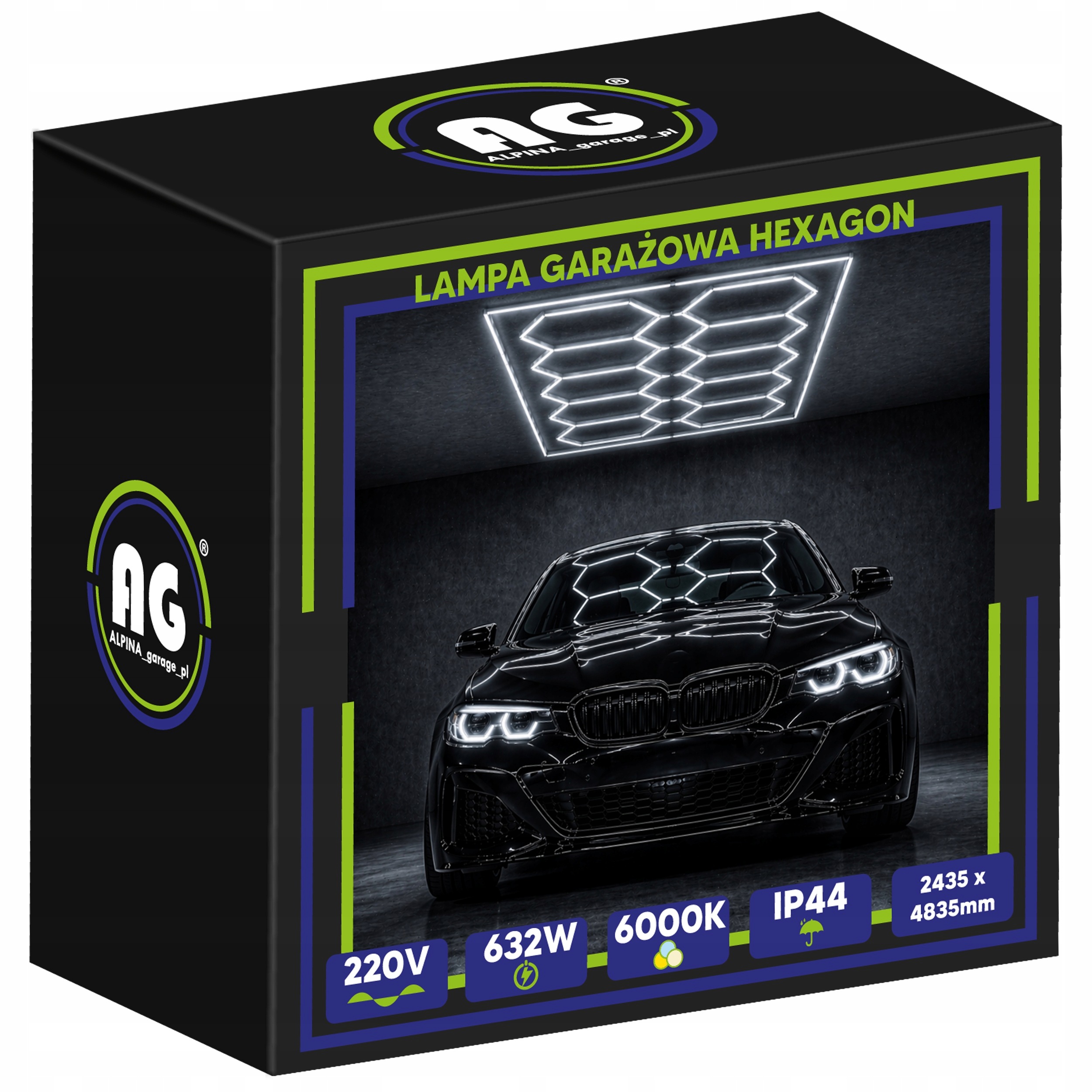 Hexagón Led stropná lampa Panel do garáže 632 W 6500 K 244 x 484 cm