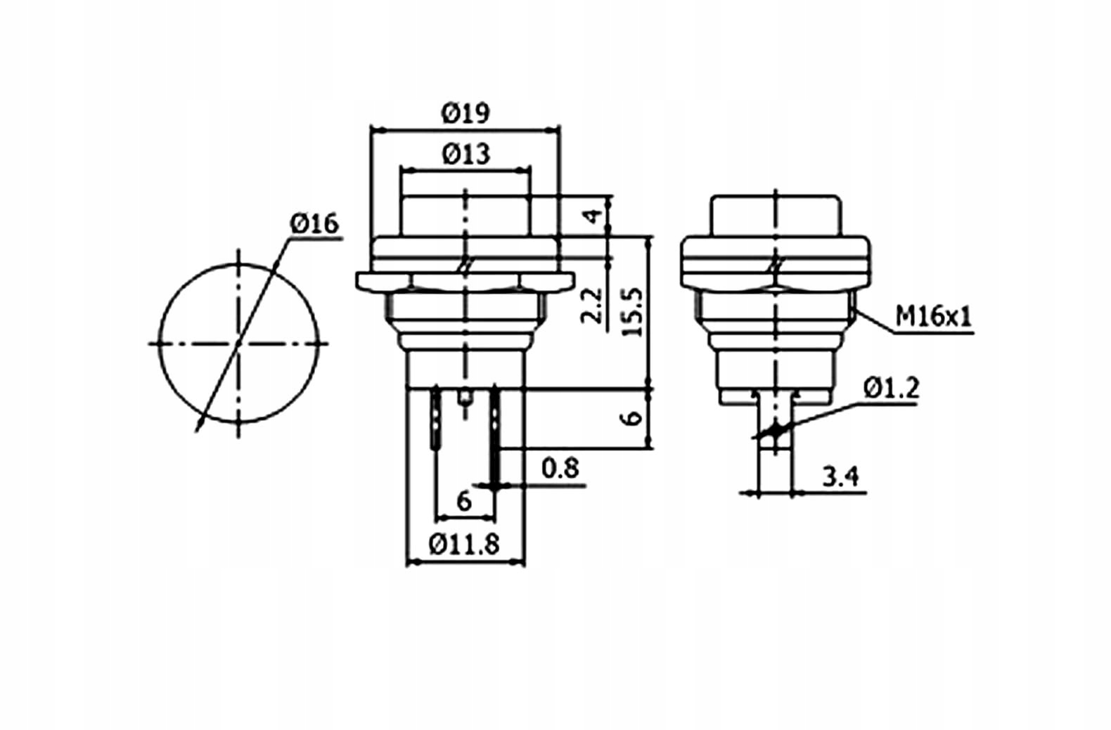Przełącznik chwilowy OFF-(ON) reset czarny PBS-26BB, PBS26B/B Stan opakowania oryginalne