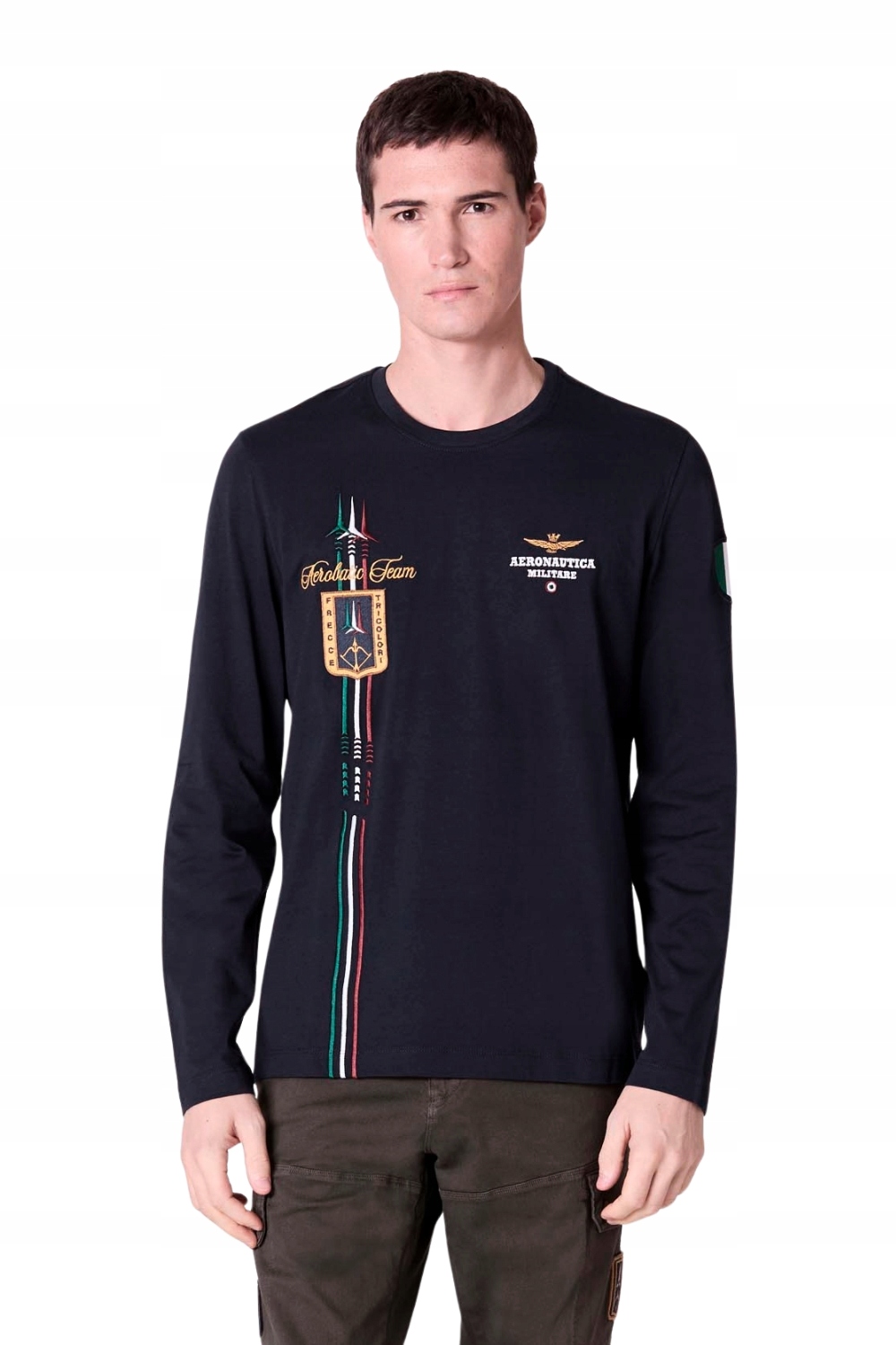 Aeronautica Militare Tmavě modrý pánský dlouhý rukáv Crew neck XXL
