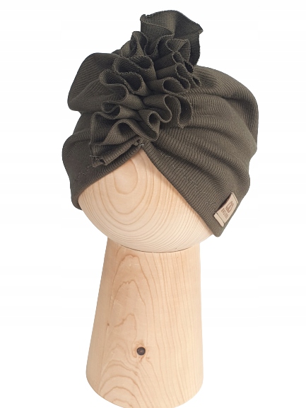 

Czapka Turban Prążek Khaki, Polski Produkt 48-51cm