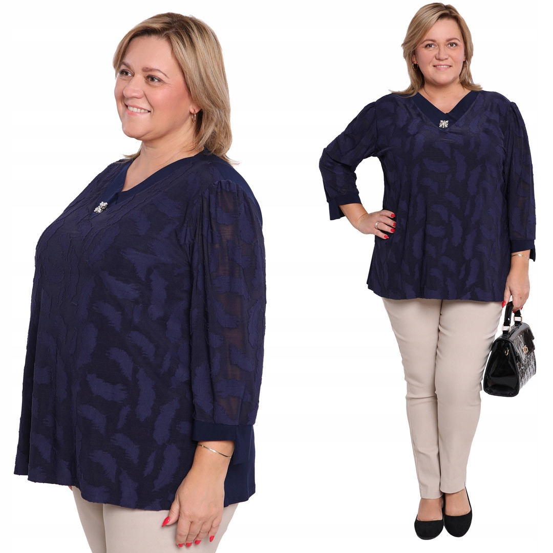 Tmavě modrá halenka s plus size vzorem velikost 48/50