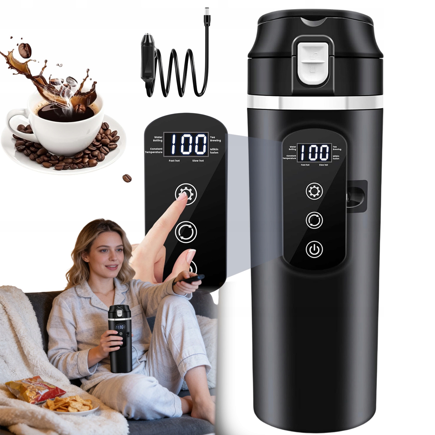 Cestovní Rychlovarná Konvice S Topným Tělesem 400 ML 12 V/24 V Bez Bpa